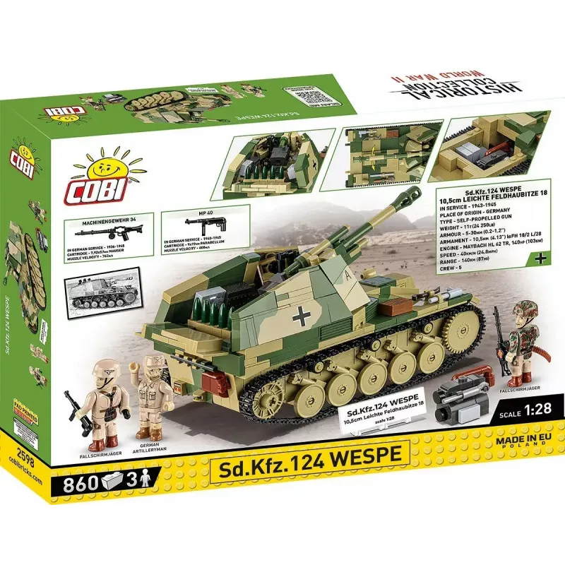 Cobi Blocks SD.KFZ.124 Wespe modelio rinkinys, 860 kaladėlių