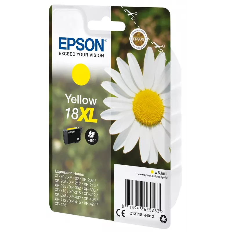 Epson 18XL geltonos spalvos kasetė 450 puslapių C13T18144012