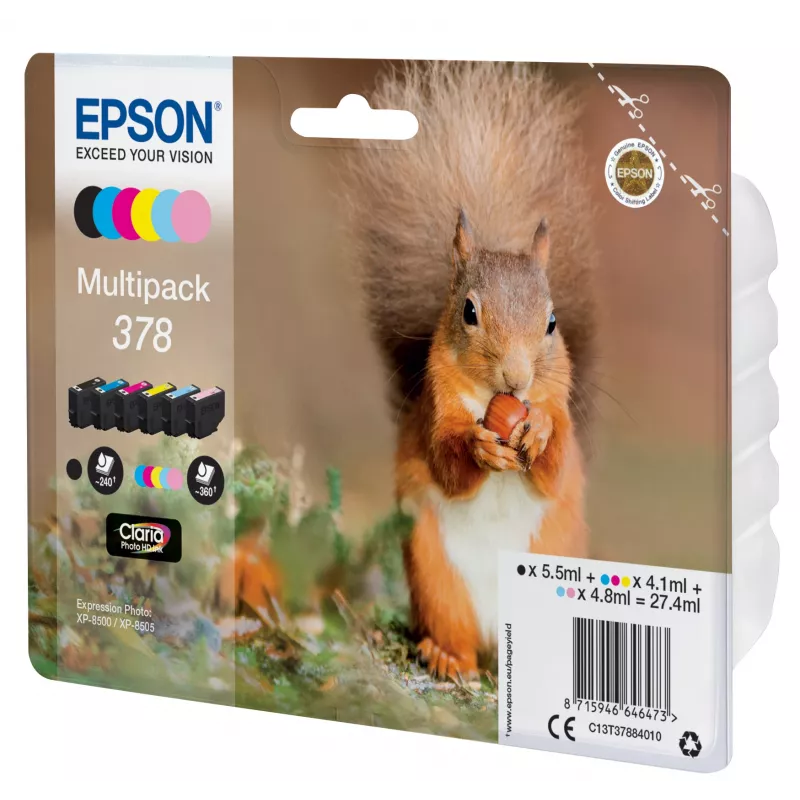 Rašalo kasetė Epson C13T37884010 juoda žydra šviesiai žydra šviesiai purpurinė purpurinė geltona