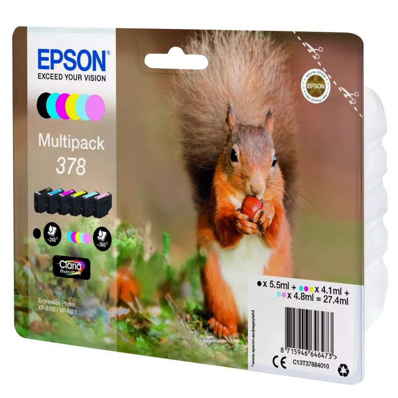 Rašalo kasetė Epson C13T37884010 juoda žydra šviesiai žydra šviesiai purpurinė purpurinė geltona