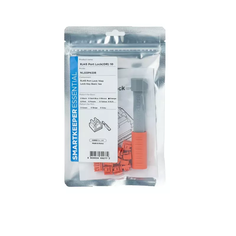 Prievado blokatorius + raktas Smartkeeper NL03PKOR RJ-45 Oranžinis 10 vnt.