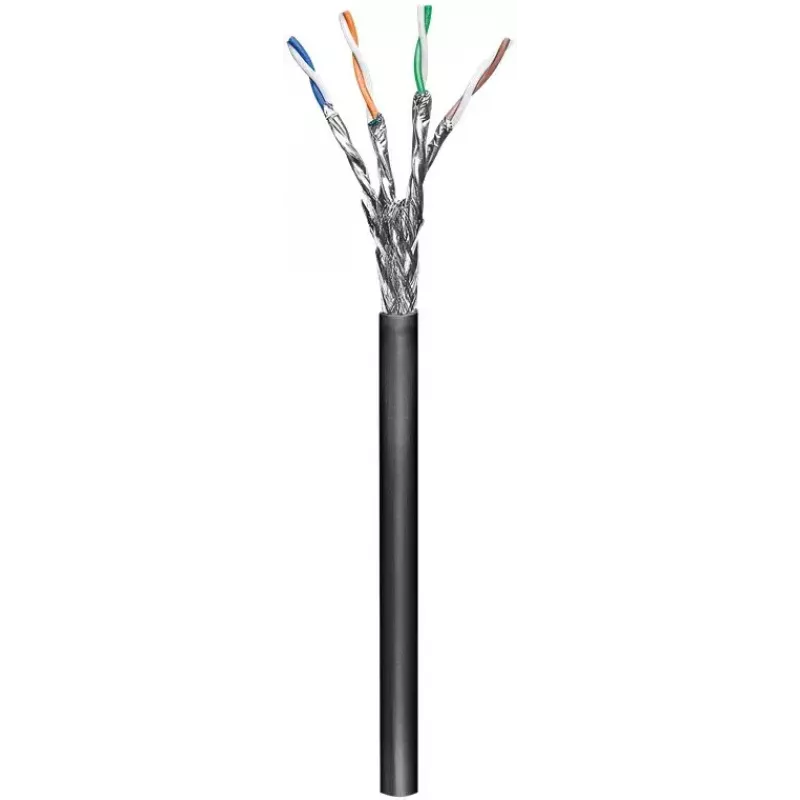 Tinklo kabelis Goobay CAT 6 lauko S/FTP 100 m juodas