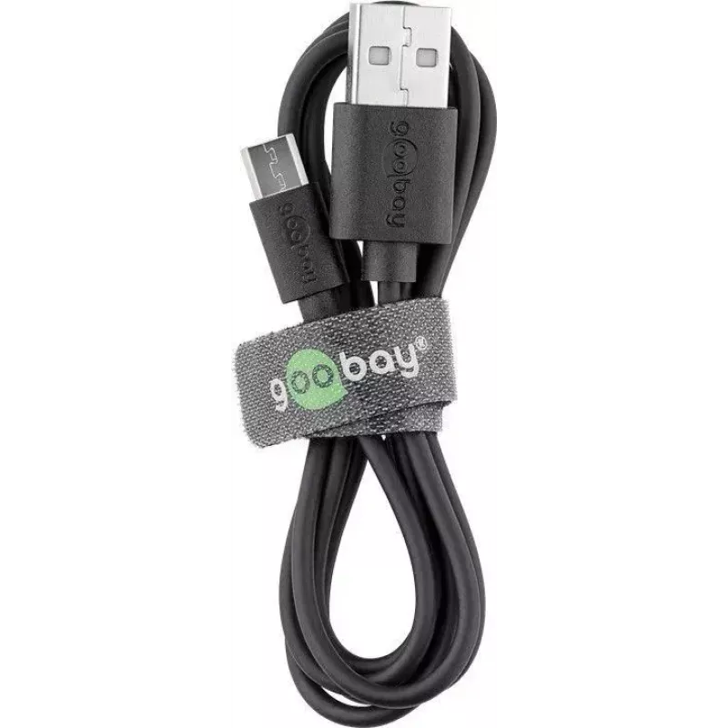 Goobear Micro-USB greito įkrovimo ir sinchronizavimo laidas 1 m USB 2.0 juodas