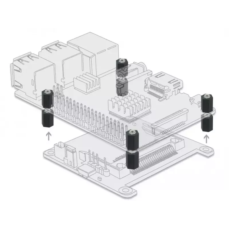 Tarpiklis M2.5 šešiakampis vidinis 10 mm juodas 4 vnt. DeLOCK 60243