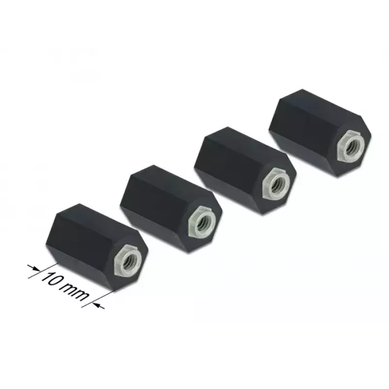 Tarpiklis M2.5 šešiakampis vidinis 10 mm juodas 4 vnt. DeLOCK 60243