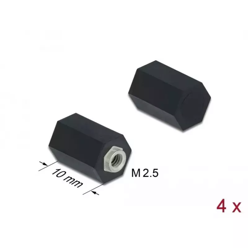 Tarpiklis M2.5 šešiakampis vidinis 10 mm juodas 4 vnt. DeLOCK 60243