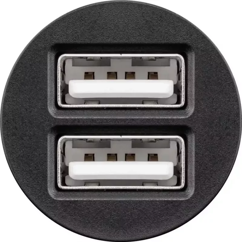 Goobay dviejų USB automobilinis kroviklis 24 W juodas greitas įkrovimas apsauga nuo viršsrovių