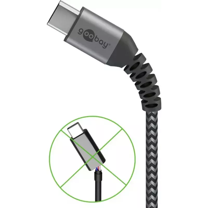 USB kabelis Wentronic 49295 USB 2.0 0,5m USB C USB A juoda pilka
