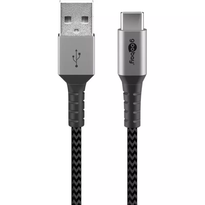 USB kabelis Wentronic 49295 USB 2.0 0,5m USB C USB A juoda pilka