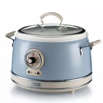 Ariete 2904 Ryžių viryklė - Elektrinė ryžių viryklė su keramikiniu dubeniu - Naminiai sušiai - Multiviryklė - Vintage linija - 3,5 L - 650 W - Mėlyna
