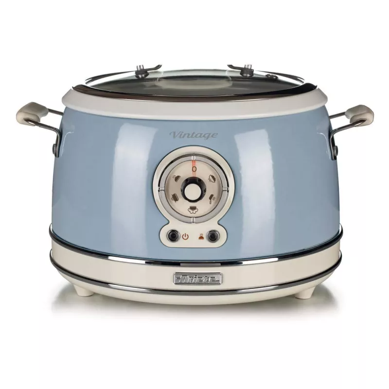 Ariete 2904 Ryžių viryklė - Elektrinė ryžių viryklė su keramikiniu dubeniu - Naminiai sušiai - Multiviryklė - Vintage linija - 3,5 L - 650 W - Mėlyna