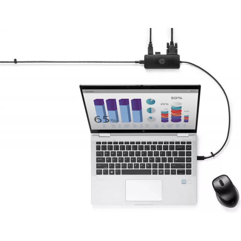 HP USB-C Travel Hub G2, laidinis, USB 3.2 Gen 1 (3.1 Gen 1) Type-C, juoda, Kinija, Windows 10, 107 mm