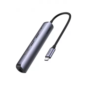 Ugreen 10919 nešiojamojo kompiuterio dokas / prievadų replikatorius Laidinis USB 3.2 Gen 1 (3.1 Gen 1) Type-C Pilka