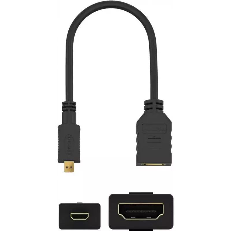 HDMI laidas Wentronic 58683 0,15 m D tipo Micro į A tipo standartinį, juodas