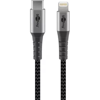 Goobay Lightning laidas 0,5 m USB C į Lightning 3A 20V juoda/pilka