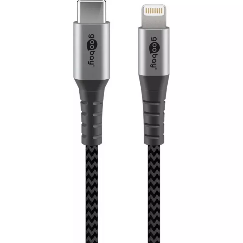 Goobay Lightning kabelis 2m Juoda Pilka 60W 3A USB C