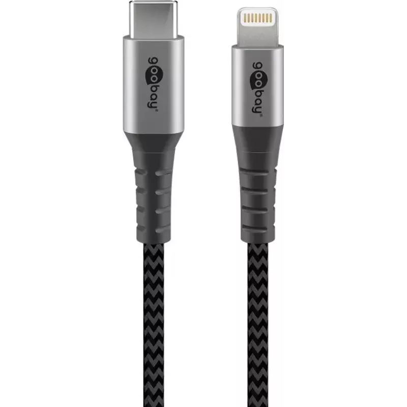 Goobay Lightning laidas 1m USB C į Lightning juodai pilkas 49271