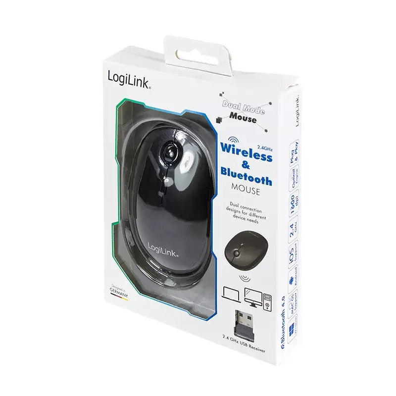 Pelė LogiLink ID0204 RF Wireless + Bluetooth