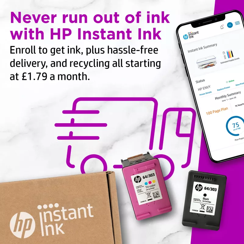 HP ENVY 6010e belaidis daugiafunkcis spalvotas spausdintuvas, Instant Ink; kopijavimo aparatas, skaitytuvas