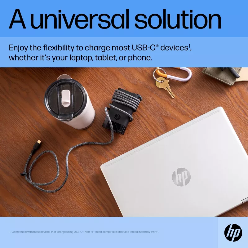 HP USB-C 65W nešiojamojo kompiuterio įkroviklis, Nešiojamasis kompiuteris, Vidaus, 90 V, 65 W, 5 - 20 V, 1.6 A