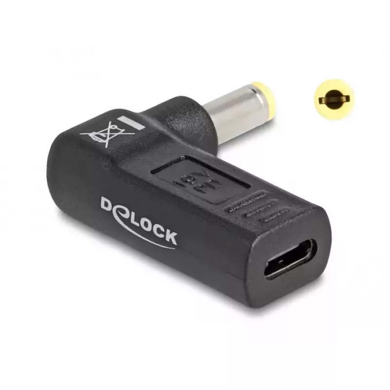 Nešiojamojo kompiuterio maitinimo antgalis DeLOCK 60011 USB-C į 5,5 x 2,5 adapteris 19V 3A