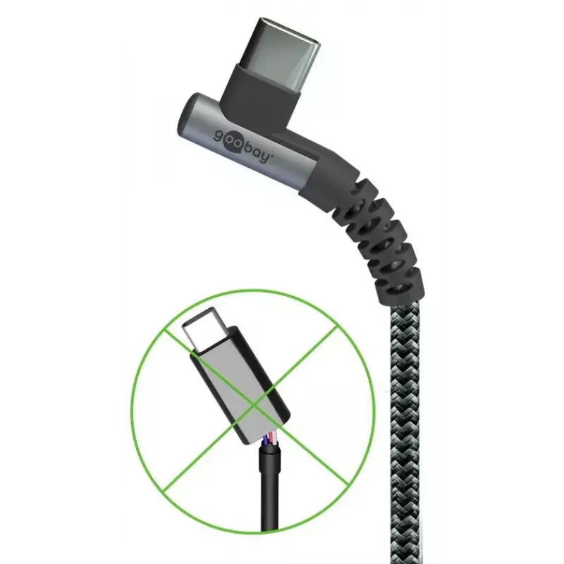 „Goobay“ USB laidas USB 2.0 2 m USB-C juoda pilka