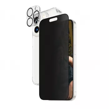 PanzerGlass Privacy 3-in-1 Pack iPhone 15 Pro smūgiams atsparus grūdintas stiklas