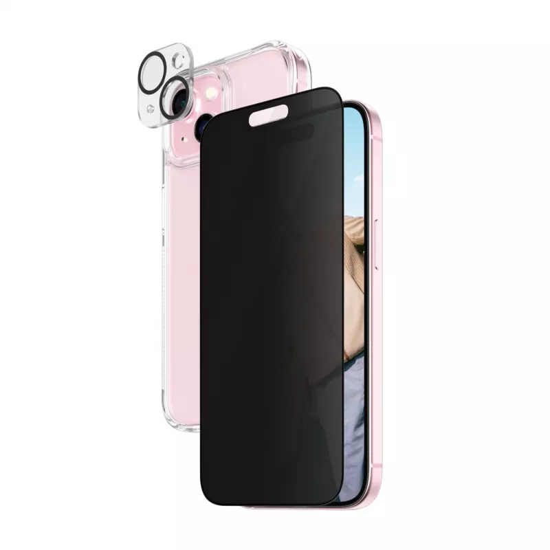 PanzerGlass ® Privacy 3-in-1 Pack iPhone 15 smūgiams atsparus grūdintas stiklas