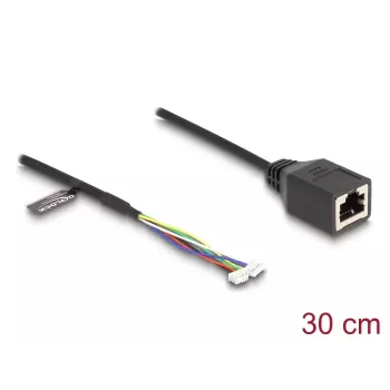 Tinklo kabelis DeLOCK 88007 RJ45 į 4 kontaktų/6 kontaktų Cat5e 0,3 m juodas