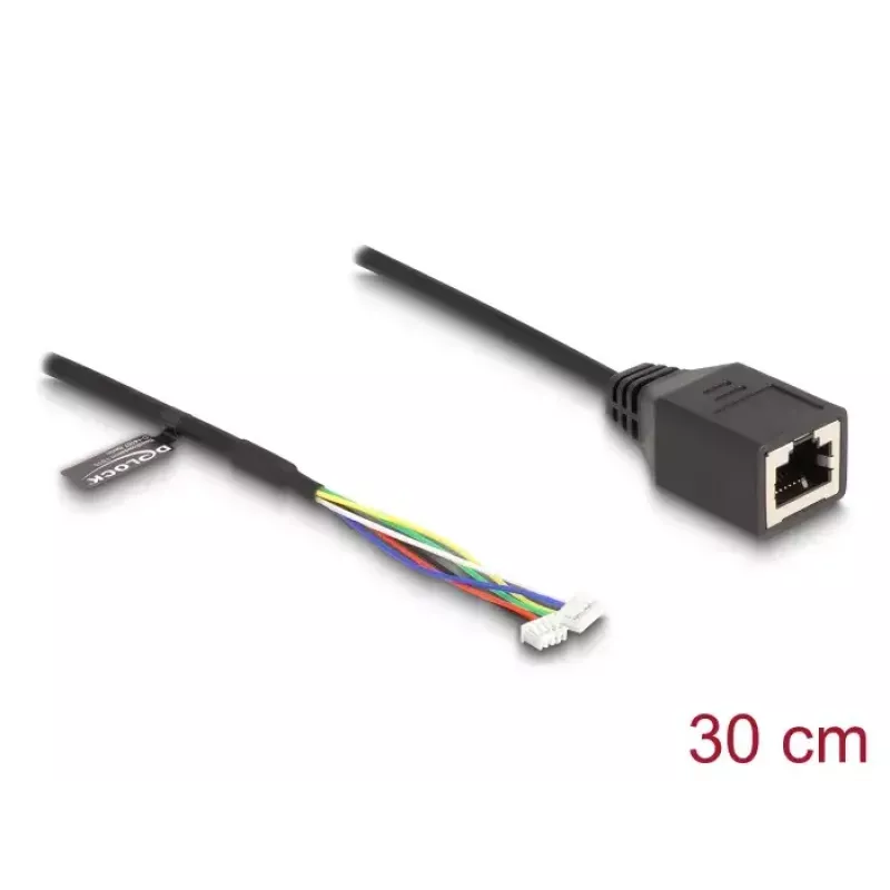 Tinklo kabelis DeLOCK 88007 RJ45 į 4 kontaktų/6 kontaktų Cat5e 0,3 m juodas