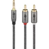 Garso kabelis WENTRONIC Goobay 65290 — 3,5 mm kištukas į 2×RCA kištuką, 5 m, varinis, paauksuotas, magnetiškai ekranuotas