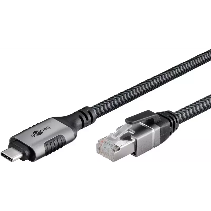 Goobay USB-C į RJ-45 laidas 10 m juoda/sidabrinė