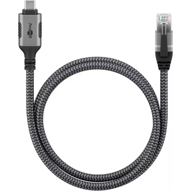 Goobay USB-C į RJ-45 laidas 10 m juoda/sidabrinė