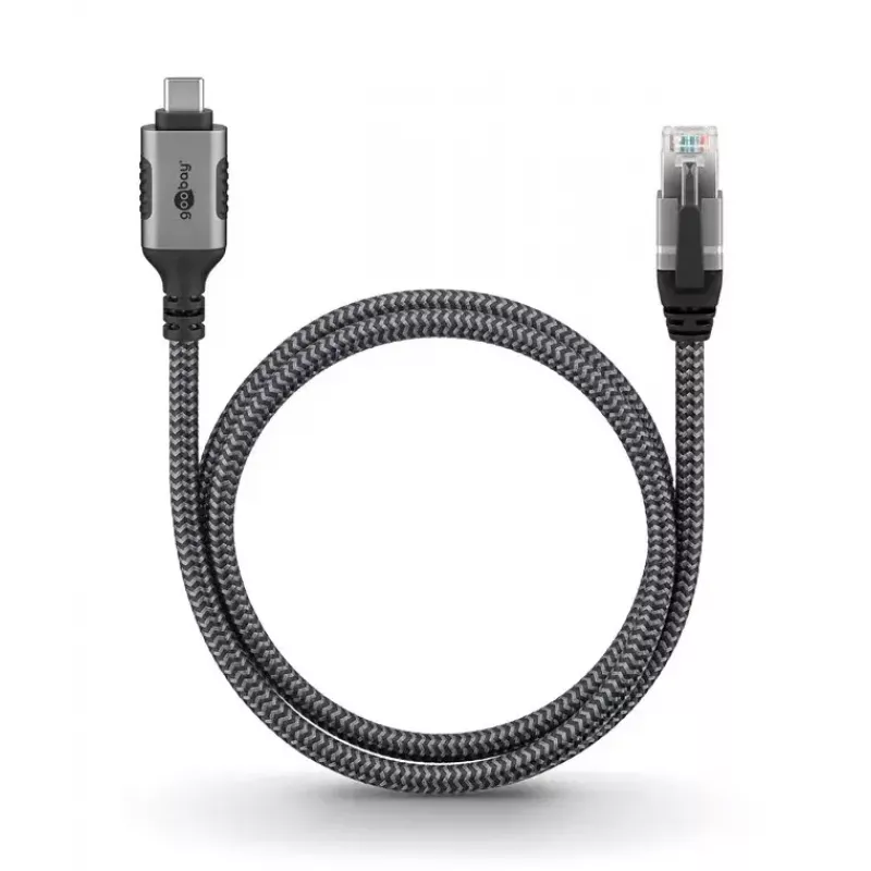 Goobay USB-C į RJ-45 laidas 10 m juoda/sidabrinė