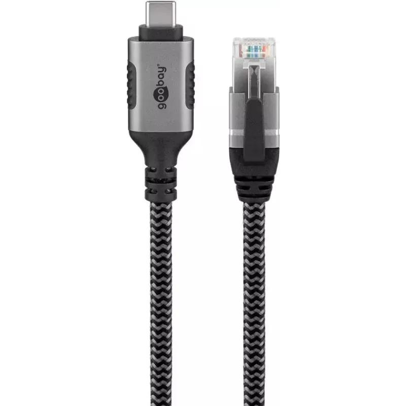 Goobay USB-C į RJ-45 laidas 10 m juoda/sidabrinė