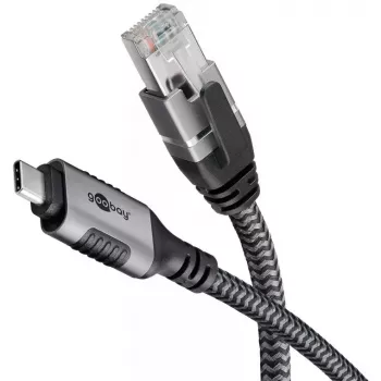 Goobay USB-C į RJ-45 laidas 10 m juoda/sidabrinė