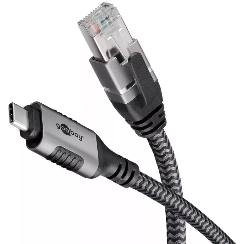 Goobay USB-C į RJ-45 laidas 10 m juoda/sidabrinė