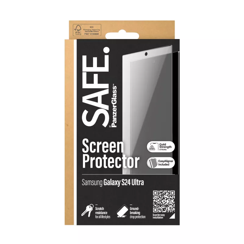 PanzerGlass SAFE. by ® ekrano apsauga Samsung Galaxy S24 Ultra | Itin platus pritaikymas su EasyAligner