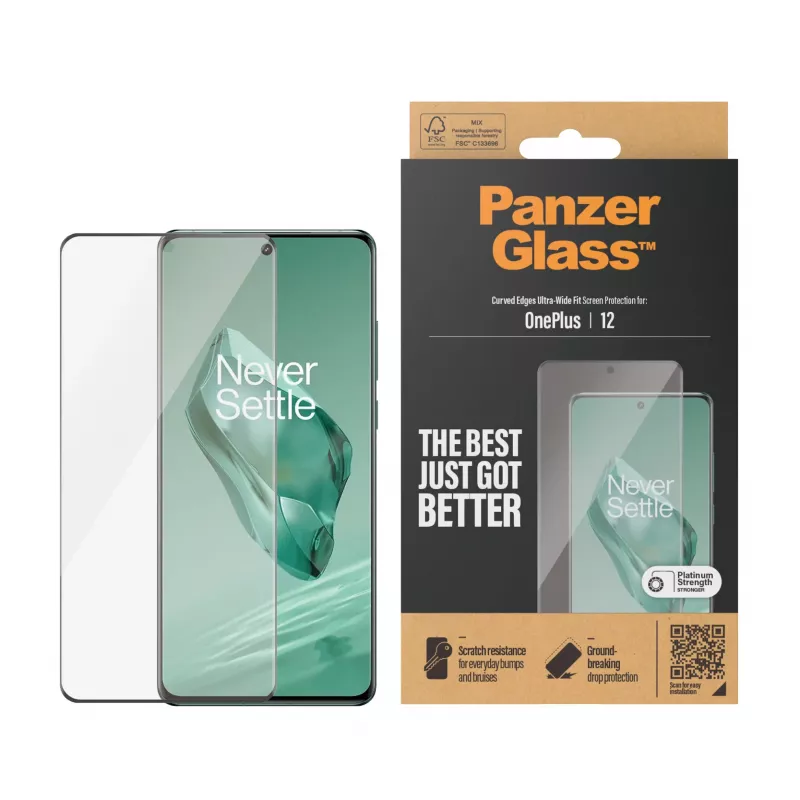 PanzerGlass ekrano apsauga OnePlus 12 Ultra-Wide Fit, atspari įbrėžimams ir smūgiams