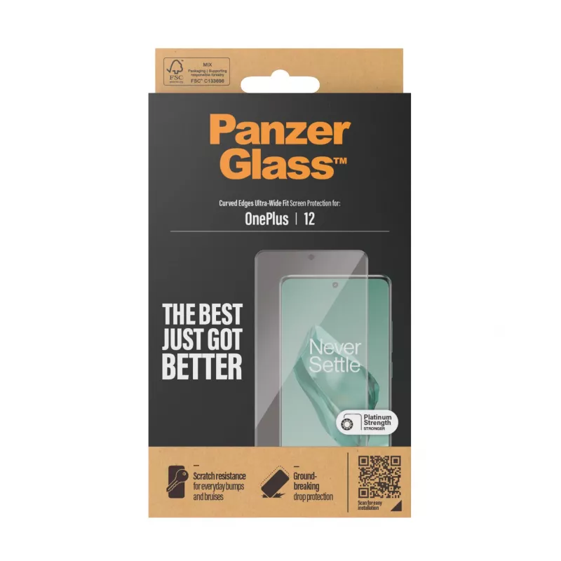 PanzerGlass ekrano apsauga OnePlus 12 Ultra-Wide Fit, atspari įbrėžimams ir smūgiams