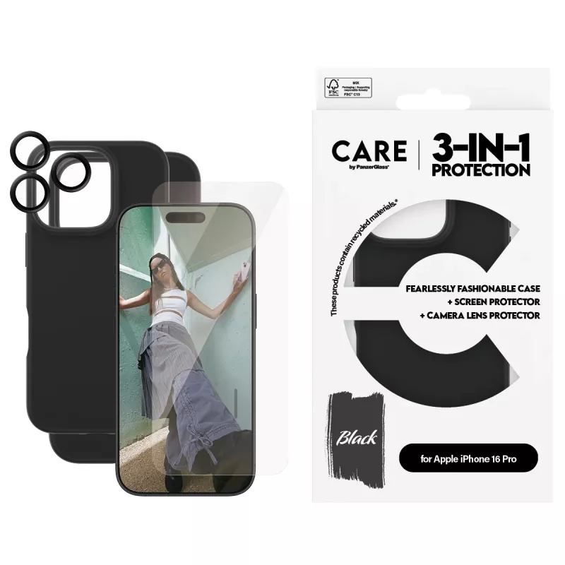 3-in-1 rinkinys PanzerGlass CARE by Fashion iPhone 16 Pro