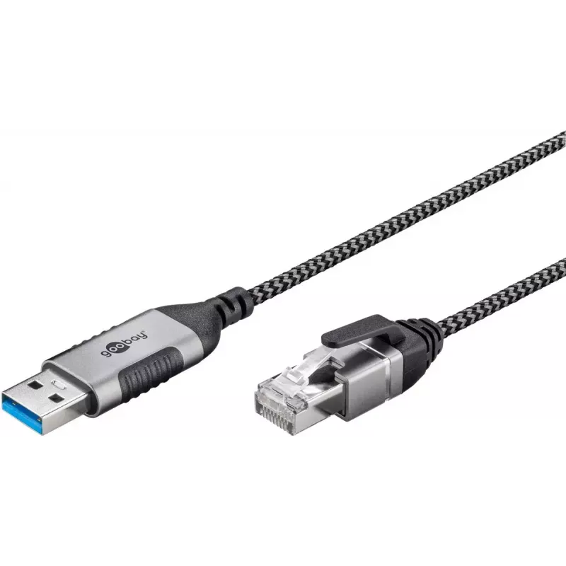 Laido jungčių adapteris Goobay 74400 USB 3.0 Type A RJ45 15 m juoda sidabrinė