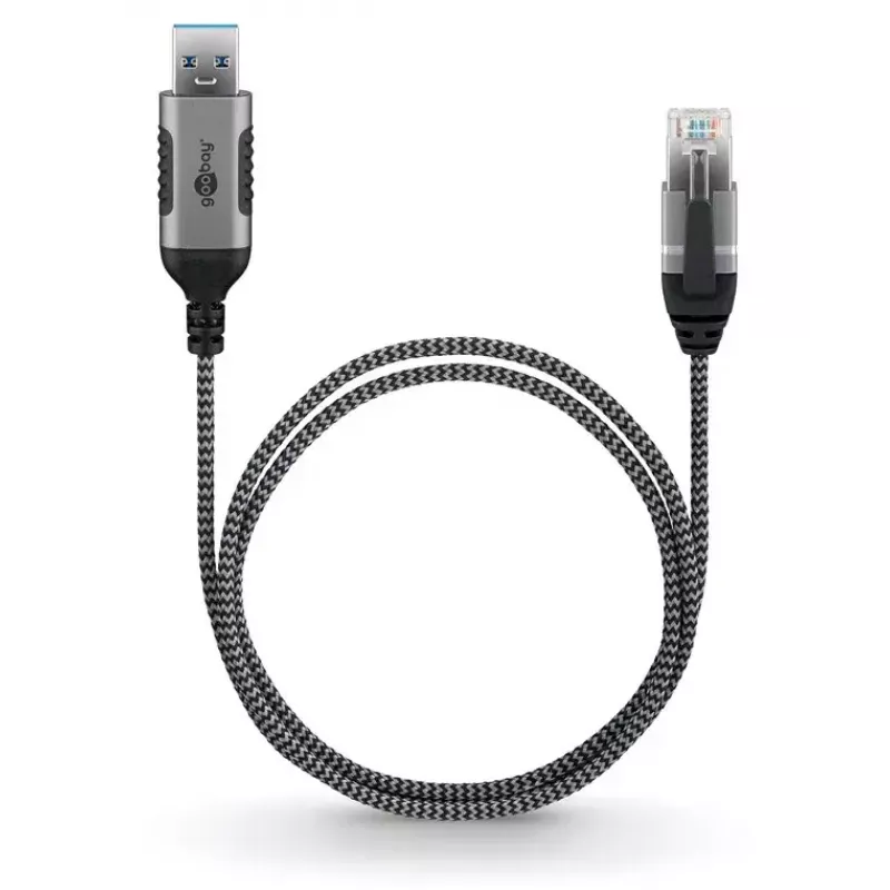 Laido jungčių adapteris Goobay 74400 USB 3.0 Type A RJ45 15 m juoda sidabrinė