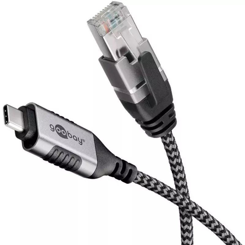 jungčių adapteris Goobay 74407 USB 3.1 type A RJ45 10m juoda sidabrinė