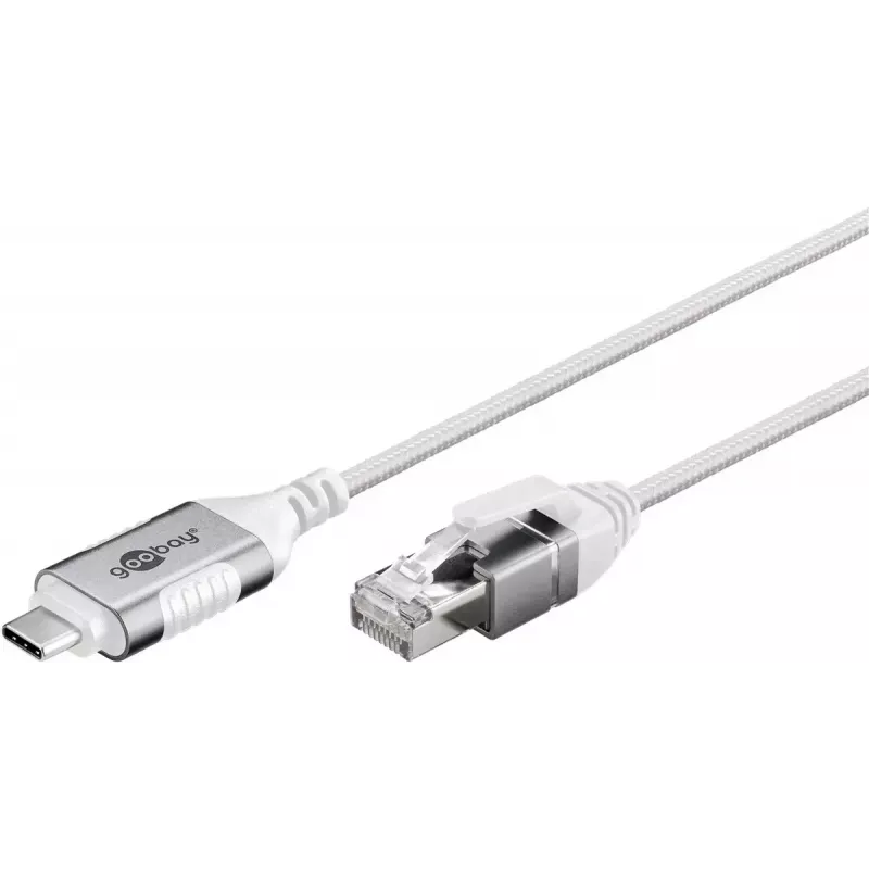 Goobay 74390 Kabelio jungčių adapteris USB 3.1 Type A RJ45 Baltas