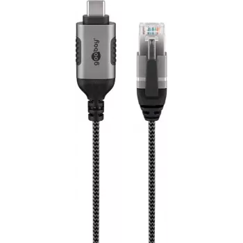 jungčių adapteris Goobay 74403 USB 3.1 A tipo RJ45 2 m juoda sidabrinė