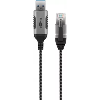 Jungčių adapteris Goobay 74399 USB 3.0 Type A RJ45 10 m Juoda Sidabrinė