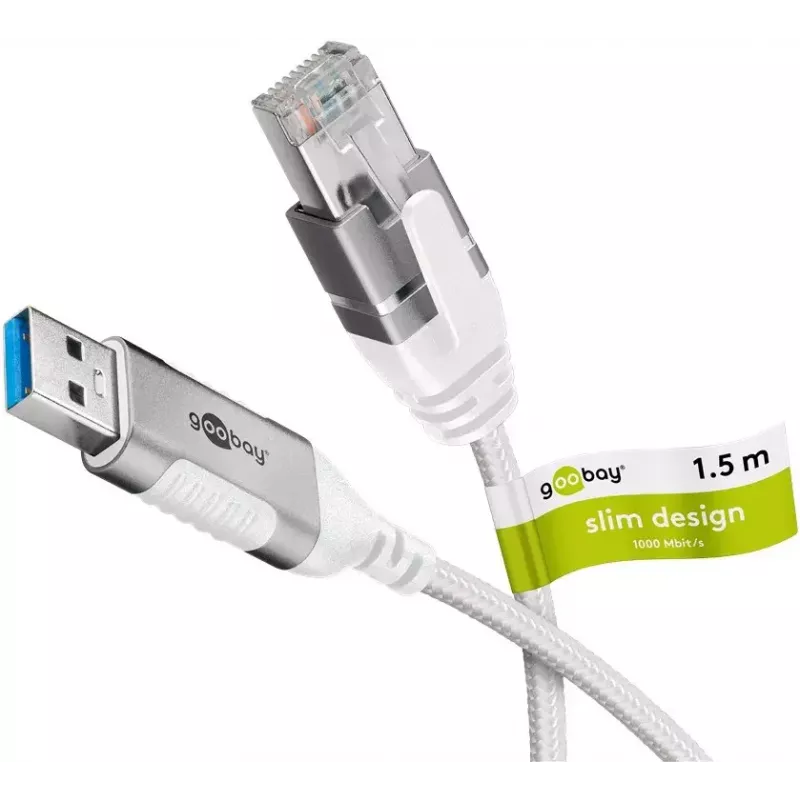 Goobay 74378 jungčių adapteris USB 3.0 Type A RJ45 1,5 m baltas