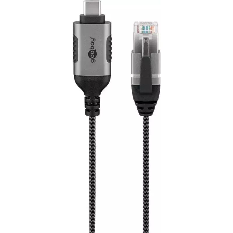 Kabelio jungčių adapteris Goobay 74408 USB 3.1 tipo A RJ45 15 m juoda sidabrinė