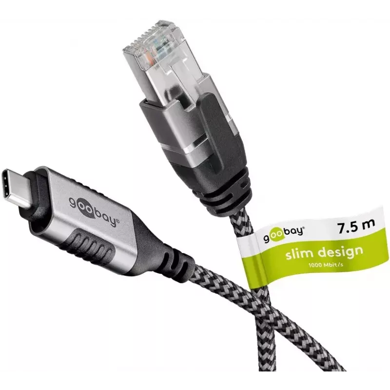 Goobay 74406 Laido jungčių adapteris USB 3.1 Type A RJ45 7,5 m